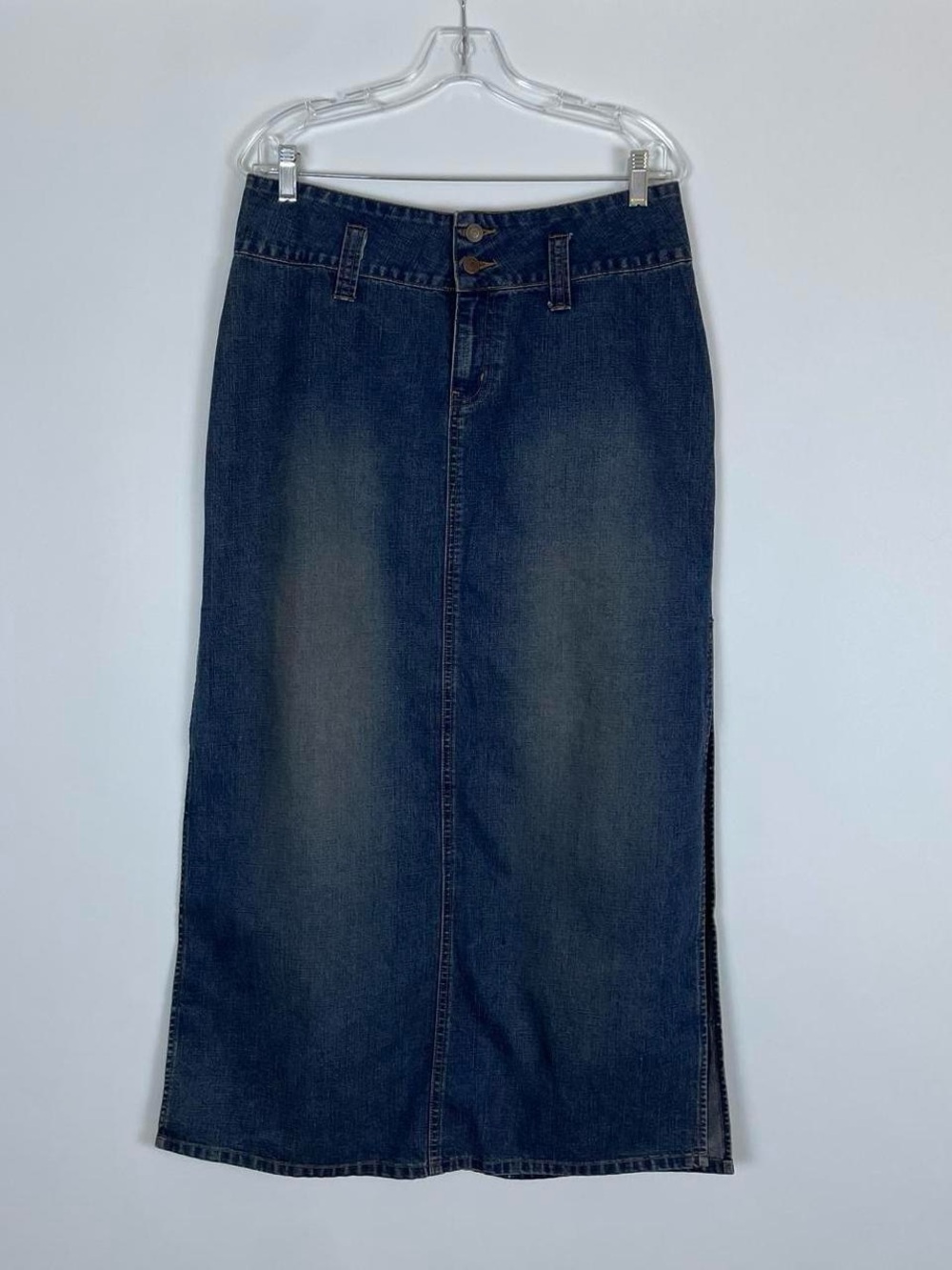 Y2K No Boundaries Faded Denim Maxi Skirt